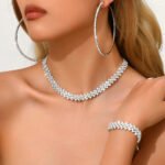 European & American Style Diamond Claw Chain Jewelry Set - Wholesale Accessories Necklace, Bracelet & Earrings