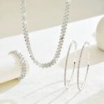European & American Style Diamond Claw Chain Jewelry Set - Wholesale Accessories Necklace, Bracelet & Earrings - Image 2