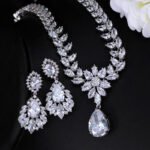 Luxury Water Drop Big Earrings Necklace Bridal Fine Jewelry Set Sparkling Cubic Zirconia Fashion Jewelry Sets - Image 3
