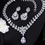 Luxury Water Drop Big Earrings Necklace Bridal Fine Jewelry Set Sparkling Cubic Zirconia Fashion Jewelry Sets - Image 4