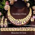 4piece African Cubic Zirconia Extra Large Necklace Women Wedding Party Dubai Gold Plated Luxury Big Jewelry Sets for Brides - Image 4