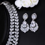 Luxury Water Drop Big Earrings Necklace Bridal Fine Jewelry Set Sparkling Cubic Zirconia Fashion Jewelry Sets - Image 5
