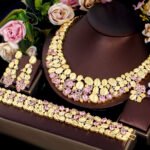 4piece African Cubic Zirconia Extra Large Necklace Women Wedding Party Dubai Gold Plated Luxury Big Jewelry Sets for Brides - Image 3
