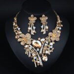 Fashion Rhinestone Statement Zircon Heavy Jewellery Multi Color Thick Bridal Necklace Set for Women with Airings Stone Set Mixed - Image 4