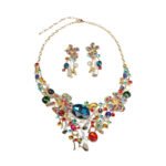 Fashion Rhinestone Statement Zircon Heavy Jewellery Multi Color Thick Bridal Necklace Set for Women with Airings Stone Set Mixed - Image 3