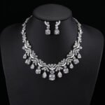 Luxury Women's Bridal Wedding Necklace Earrings Jewelry Set with White Green Cubic Zircon CN10909 Costume Accessories - Image 4