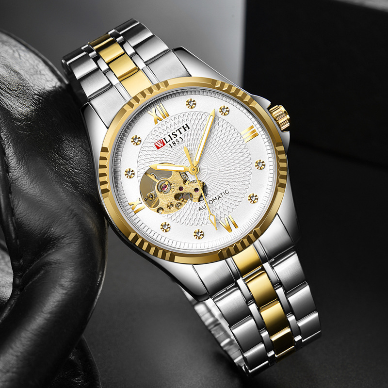 11119144312_1940506421-1.jpg WLISTH Automatic Mechanical Men's Watch, Luminous, Steel Band - Image 1