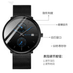 Black Strap Blue Hands Black Dial 1#