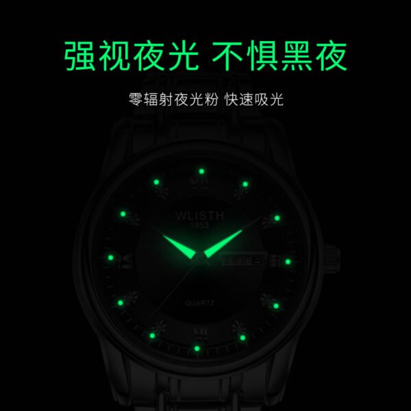 Men's Waterproof Quartz Watch with Stainless Steel Band, Luminous