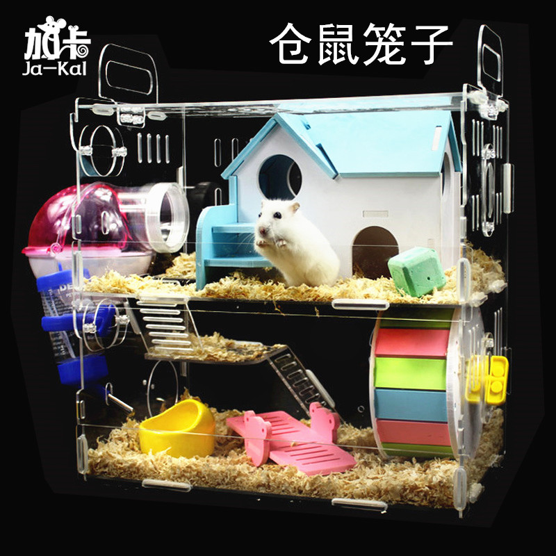4047265633_904882241.jpg Acrylic Hamster Cage Transparent Double-Layer Large Villa - Image 1