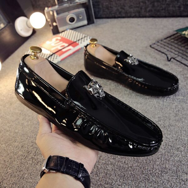 Men's Patent Leather Loafers 2024 Spring New Arrival Breathable Soft Sole British Casual Shoes
