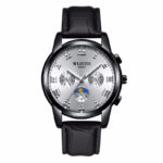 Black Case White Dial Leather Strap #7