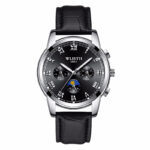 Silver Case Black Dial Leather Strap #6
