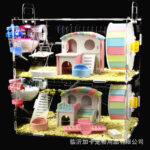 Acrylic Hamster Cage Double Layer Transparent Villa for Golden Bear, Castle Toy Set
