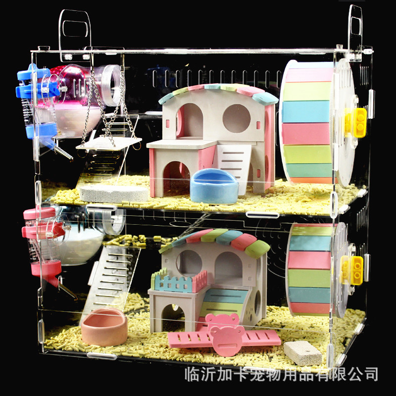 8882922574_904882241.jpg Acrylic Hamster Cage Double Layer Transparent Villa for Golden Bear, Castle Toy Set - Image 1