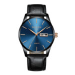 Black Case Blue Dial Black Leather Band