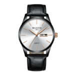Black Case White Dial Black Leather Band