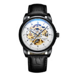 1007 Black Case White Dial Leather Band