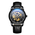 1007 Black Case Black Dial Leather Band