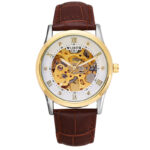 Gold Bezel White Dial Leather Strap 1#