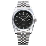 Black Dial Silver Band Men's 5#