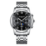Silver Case Black Dial Steel Strap #4