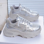 Women's Chunky Sneakers Breathable Mesh Casual Shoes Thick Sole Height Increasing Sports Shoes