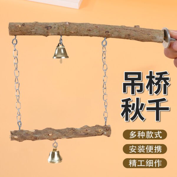 Parrot Swing Sanding Pepper Wood Perch Claw Grinding Station Toy Bridge for Cockatiel Lovebird Budgie