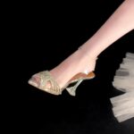 Luxury Rhinestone Pointed Toe High Heel Sandals with Transparent Design