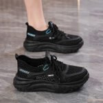 Women's Breathable Hollow Mesh Sneakers - Korean Style Thick Sole Casual Running Shoes - Image 2