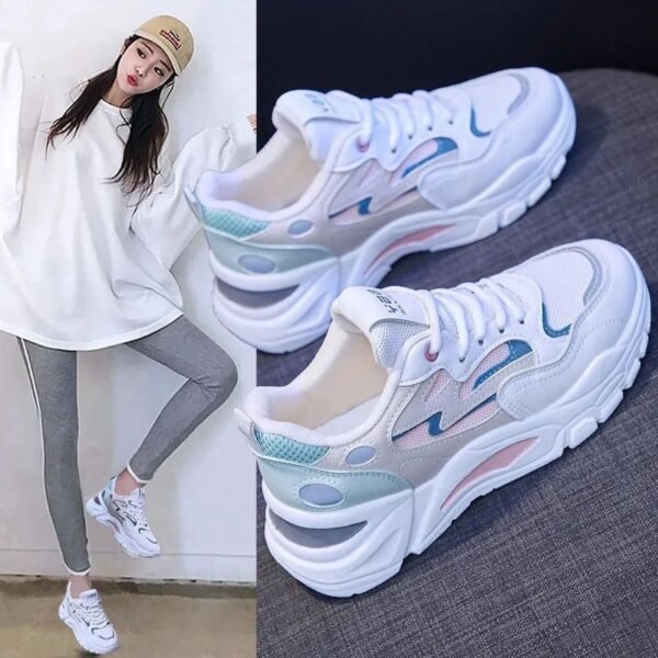 2026 Autumn New Korean Style Women's Chunky Sneakers Casual Thick Sole Sports Shoes Street Style 811-1