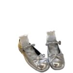 French Style Silver Ballet Mary Jane Flat Shoes for Women - Image 5