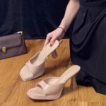 Vintage Design Square Toe Open Toe Platform High Heel Sandals 2025 Spring Autumn New Style with Dress Thin Heel Sandals - Image 2
