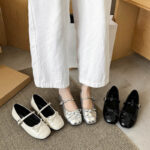 French Style Silver Ballet Mary Jane Flat Shoes for Women - Image 4
