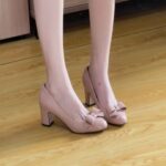 Nude Pink Round Toe Bow Flat Shoes 2025 Spring Autumn New French Design High Heels - Image 2