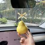 Yellow Plaid Bow Tie Big Pear Car Hanging