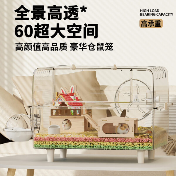 60cm Large Syrian Hamster Cage Luxury Villa Panoramic Transparent Acrylic Breeding Cage