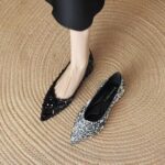 Pointed Toe Flat Shoes, Shallow Mouth, Summer Fairy Style, New Loafers with Sequins, Slip-On 2024 Korean Version - Image 2