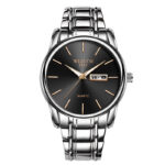 White Dial Rose Gold Stud Silver Band