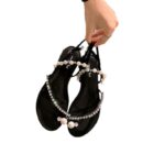 Korean Style Flat Sandals with Rhinestones for Women - Image 5