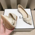 Women's Pointed Toe Flats - Pearl Embellished Slip-On Shoes - Image 3