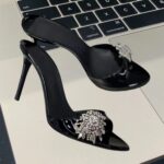 Strap Sandals with Rhinestones for Women, Pointed Toe High Heels, Slippers - Image 4