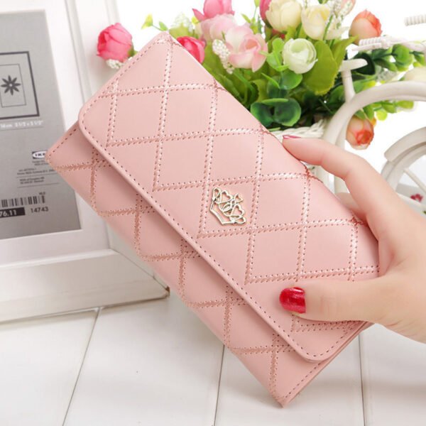 2025 New PU Leather Women's Long Wallet Tri-fold Korean Handbag Clasp Crown Multi-card Holder