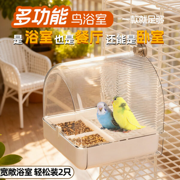 Parrot Bathroom Box External Anti-Splash Bird Feeder for Budgies, Peony, Cockatiels Large Bird Nest Cage Bathroom Box