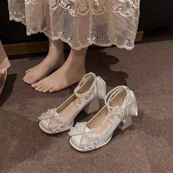 Women's Mary Jane Heels with Bow Decoration