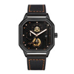 5061 Black Case Rose Gold Hands Black Leather Strap 5 (Fake Six Hands