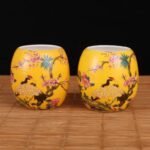 High White Yellow Base Waist Drum Crane With 1.8 Ebony Inlaid Painting Handle