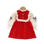 Girls Knitted Dress Autumn Winter Red New Year Dress Princess Dress Baby Birthday Christmas Clothing - Image 5