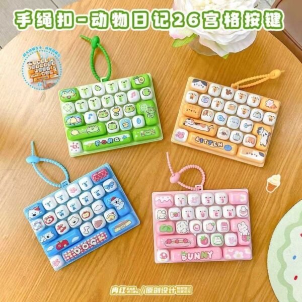 26 Animal Diary Grid Keyboard Keychain Creative Student Children Portable Decompression Toy Pendant