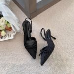 2025 Summer New Fashion Pointed Toe Bow Women's Heeled Sandals with Back Strap - Image 2